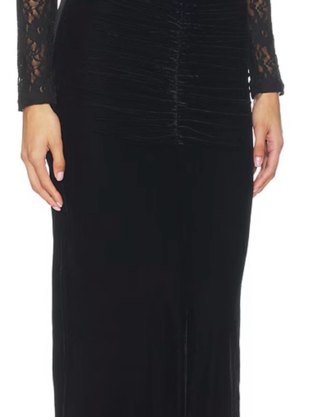 Bardot Helenie Velour Lace Maxi Dress in Black